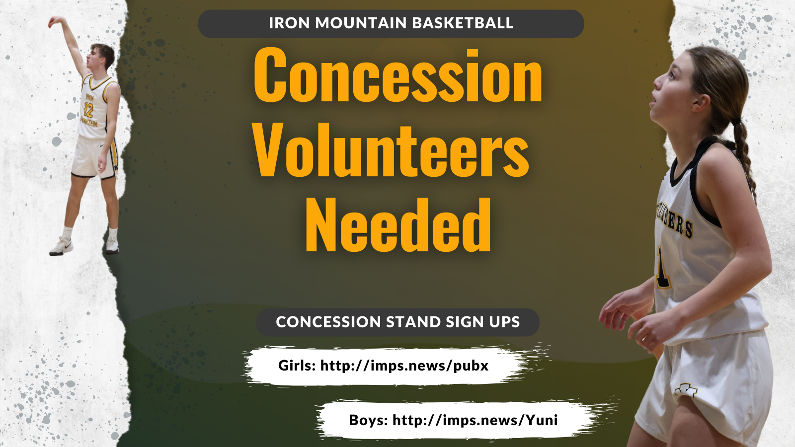 Concession Volunteer Poster with two basketball players links are in message body